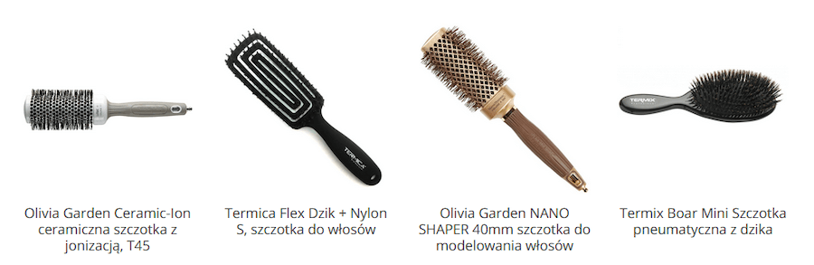 Różne rodzaje szczotek do włosów