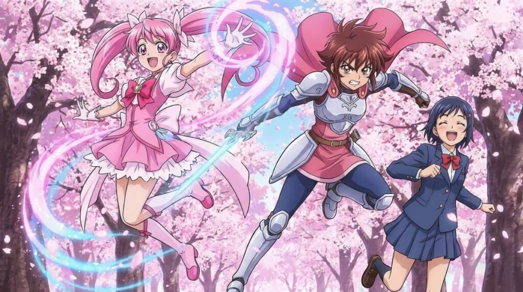Postacie z japońskich anime w charakterystycznym stylu rysunkowym