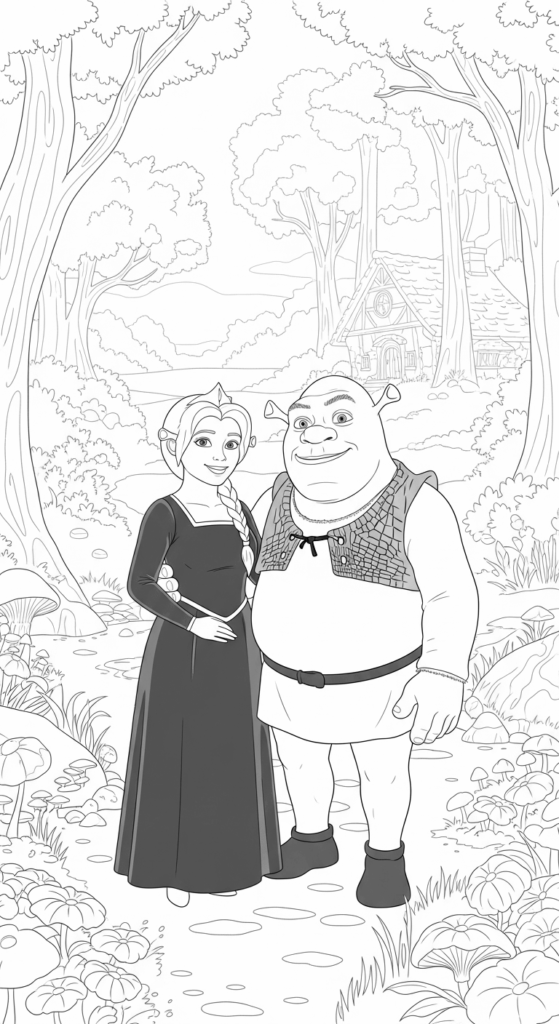 Fiona i Shrek - kolorowanka