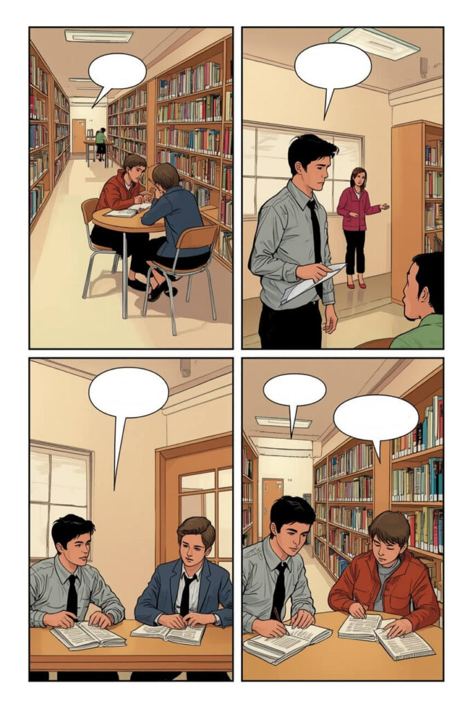 Komiks, scenka z nauczycielem