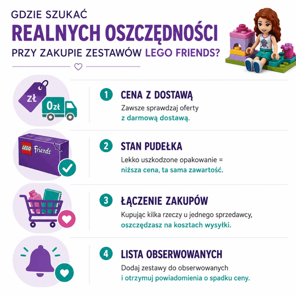 Infografika dot. oszczędności podczas zakupu zestawów LEGO